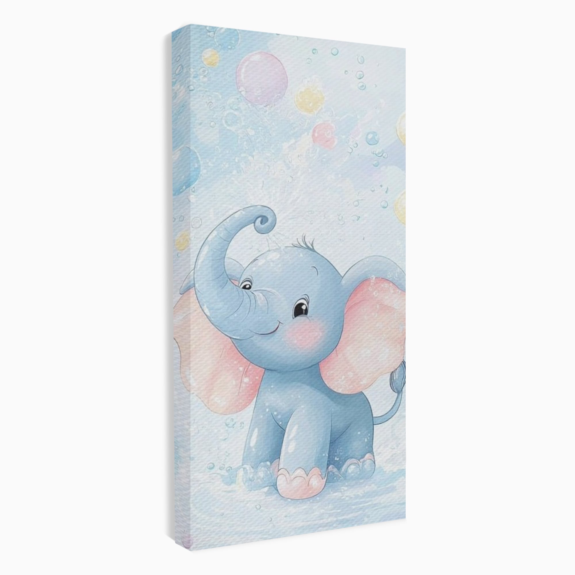 Tablou canvas cu tablou canvas cu elefantelet albastru, fara rama, pe sasiu de lemn